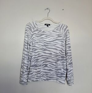 Buffalo by David Bitton Zebra Striped Sweatshirt Sweater Pullover Size Small